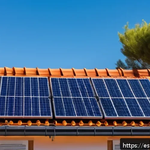 Home 30 태양광 발전 설치 후 성과 측정 방법 - A detailed, realistic rooftop solar panel installation on a modern Spanish home during a bright sunn...