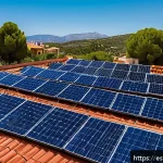 Home 23 태양광 발전 시스템의 성능 최적화 방법 - A modern rooftop solar panel installation in a sunny Spanish suburban home, panels oriented south wi...